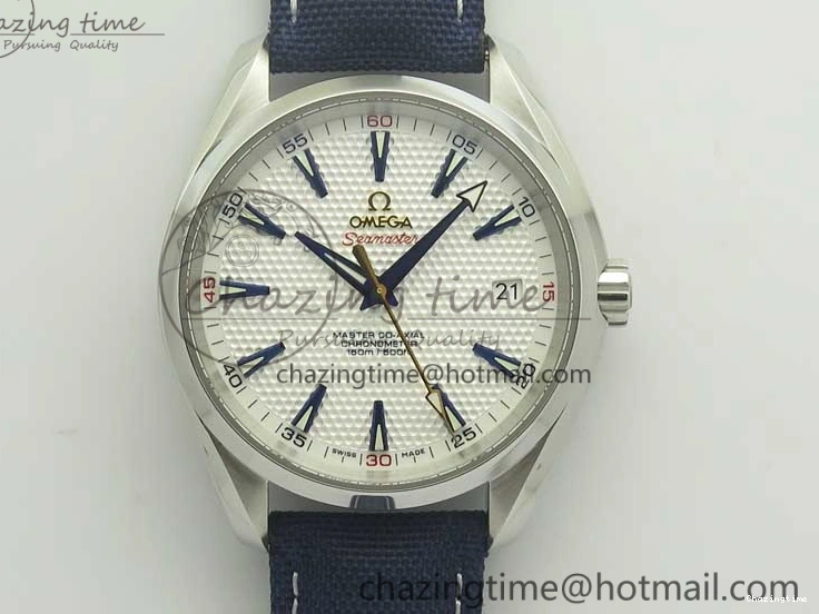 0216 EasyCare Aqua Terra Master Ryder Cup Edition VSF 1:1 Best Edition White Textured Dial on Blue Nylon Strap A8500 Super Clone 8016